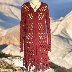 🌹HOST PICK🌹 Open-Knit Hooded Long Cardigan